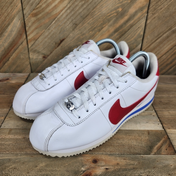 Nike Cortez Basic Leather Forrest Gump Mens Athletic Shoes Size 9 Red White Blue - Picture 4 of 9